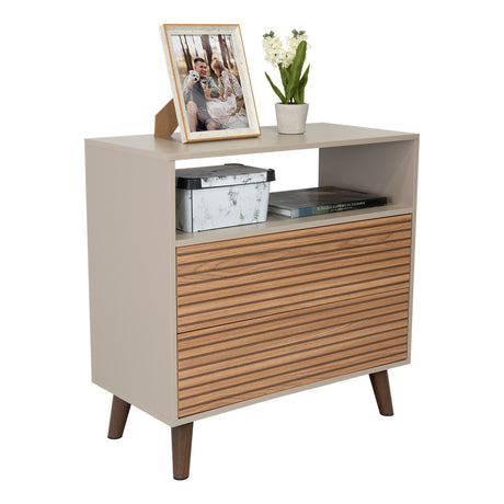 Cajonera Funes Taupe 80x80cm con Dos Cajones - Cajoneras y Comodas | Bylmo