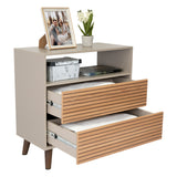 Cajonera Funes Taupe 80x80cm con Dos Cajones - Cajoneras y Comodas | Bylmo