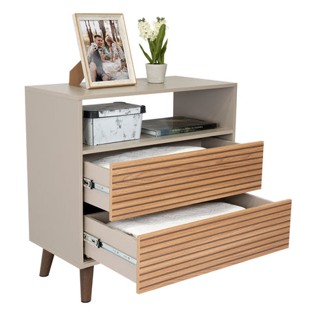 Cajonera Funes Taupe 80x80cm con Dos Cajones - Cajoneras y Comodas | Bylmo