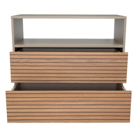Cajonera Funes Taupe 80x80cm con Dos Cajones - Cajoneras y Comodas | Bylmo
