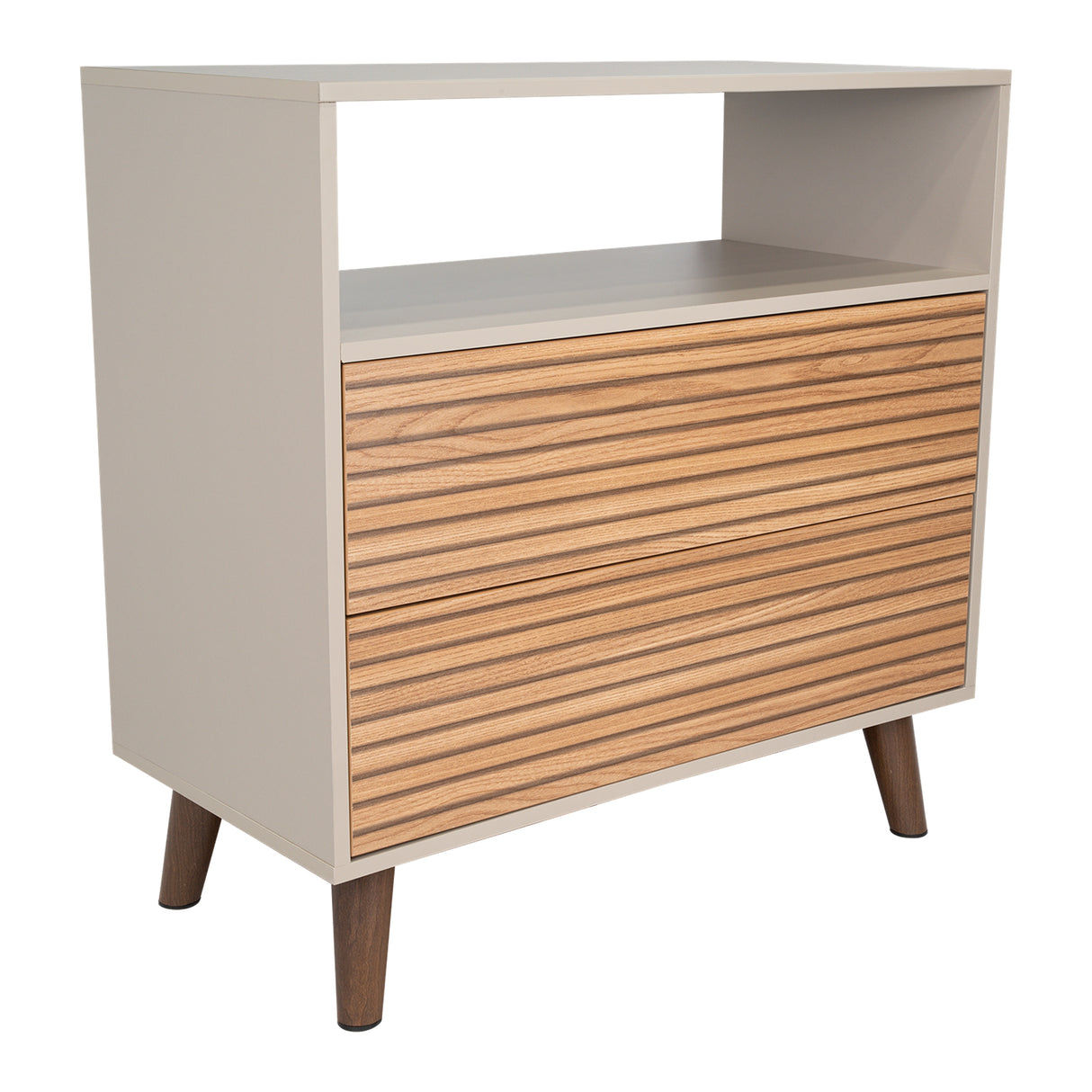 Cajonera Funes Taupe 80x80cm con Dos Cajones - Cajoneras y Comodas | Bylmo