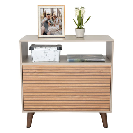 Cajonera Funes Taupe 80x80cm con Dos Cajones - Cajoneras y Comodas | Bylmo