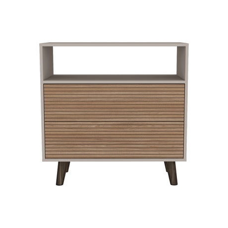 Cajonera Funes Taupe 80x80cm con Dos Cajones - Cajoneras y Comodas | Bylmo