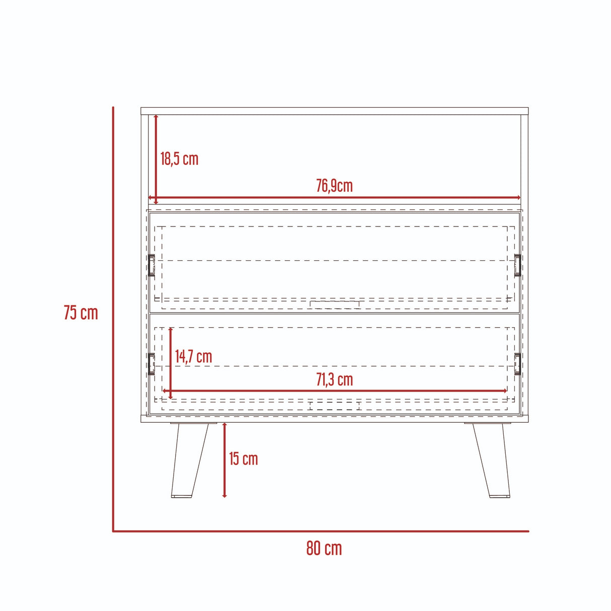 Cajonera Funes Taupe 80x80cm con Dos Cajones - Cajoneras y Comodas | Bylmo