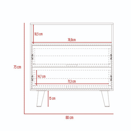 Cajonera Funes Taupe 80x80cm con Dos Cajones - Cajoneras y Comodas | Bylmo