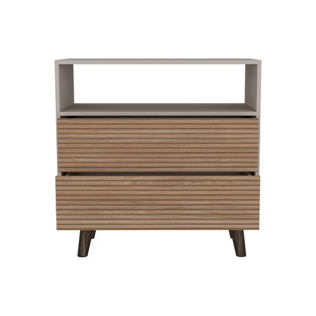 Cajonera Funes Taupe 80x80cm con Dos Cajones - Cajoneras y Comodas | Bylmo
