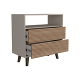 Cajonera Funes Taupe 80x80cm con Dos Cajones - Cajoneras y Comodas | Bylmo