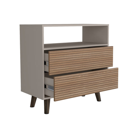 Cajonera Funes Taupe 80x80cm con Dos Cajones - Cajoneras y Comodas | Bylmo