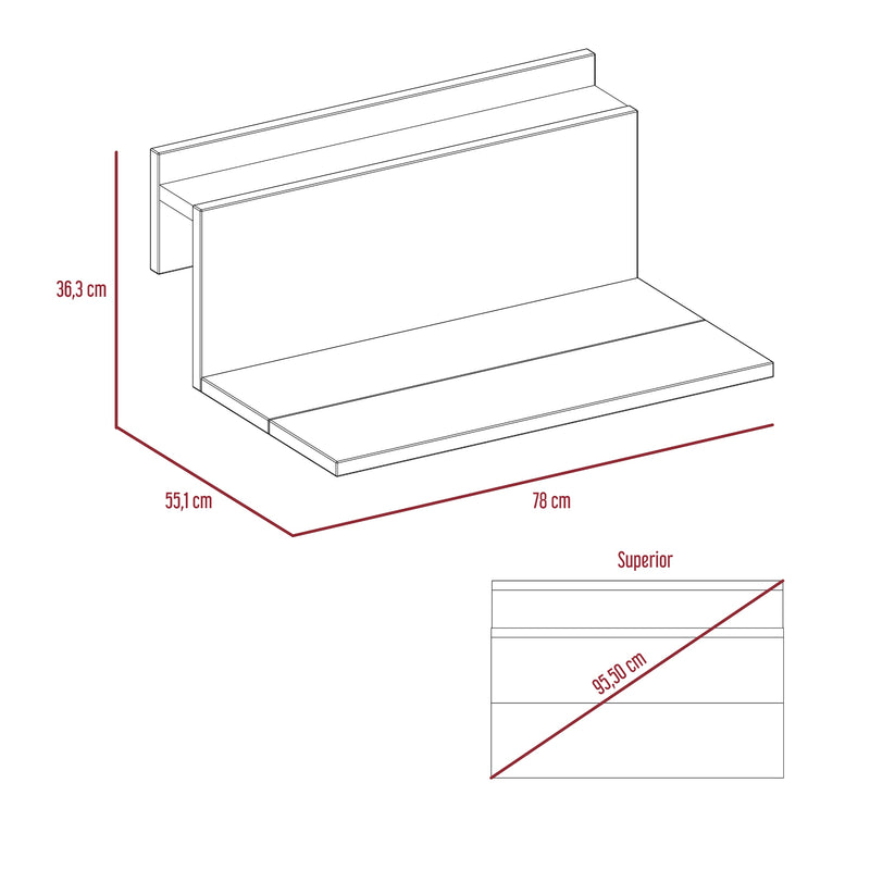 Escritorio Terraza Office Wengue 78x36.3cm Flotante Para Balcones