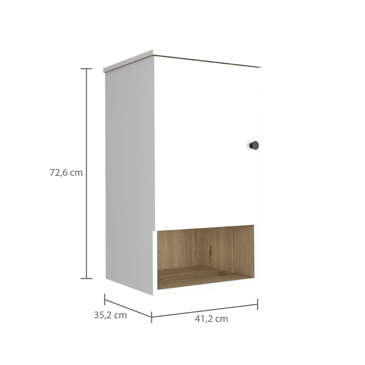 Gabinete de Baño Bi Color Blanco 41.2x72.6cm Flotante con Una Puerta y Entrepaños - Gabinetes de Baño | Bylmo