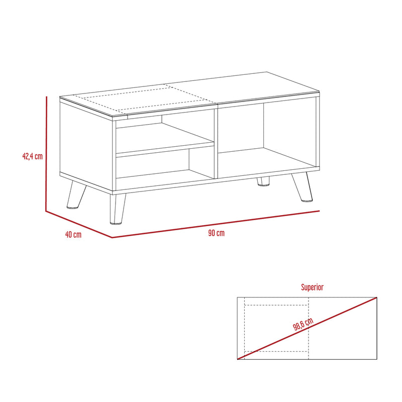 Mesa De Centro Natura Macadamia 90x42.6cm Con Compartimiento