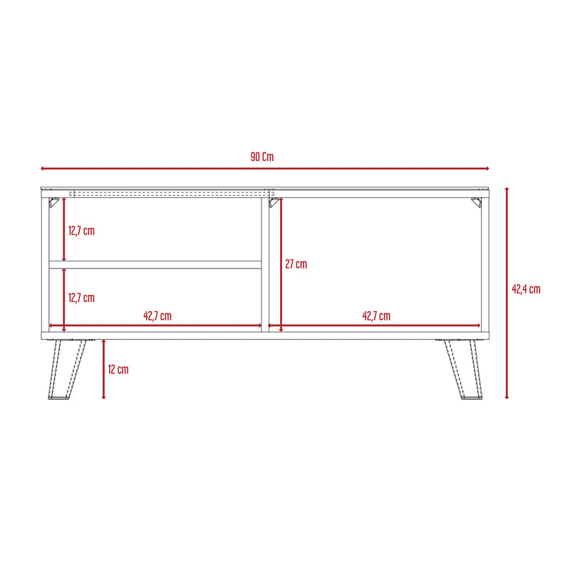 Mesa De Centro Natura Macadamia 90x42.6cm Con Compartimiento