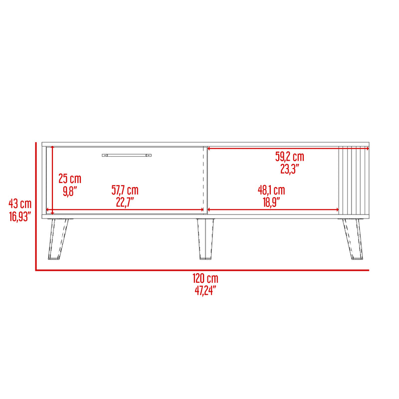 Mesa De Centro Vance Capri 120x43cm Con Compartimiento