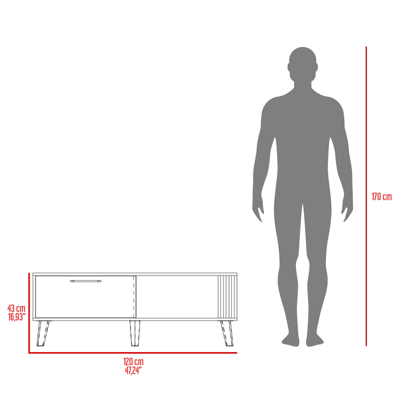 Mesa De Centro Vance Capri 120x43cm Con Compartimiento