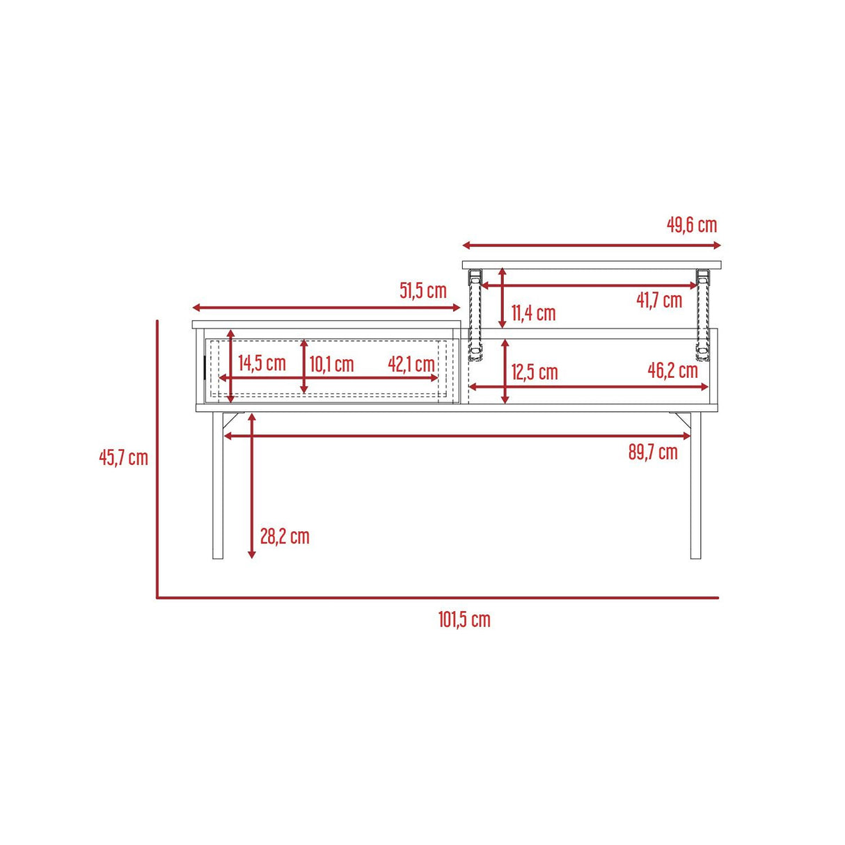 Mesa de Centro Five G Coñac 101.5x45.7cm Extensible con Compartimentos - Mesas de Centro | Bylmo