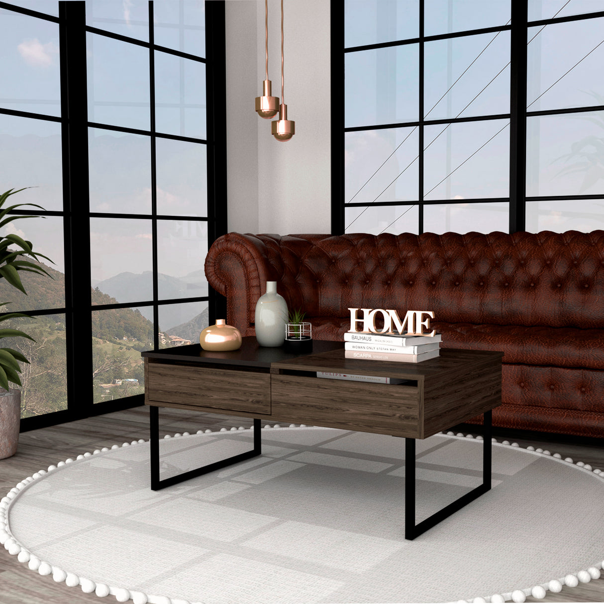 Mesa de Centro Five G Coñac 101.5x45.7cm Extensible con Compartimentos - Mesas de Centro | Bylmo