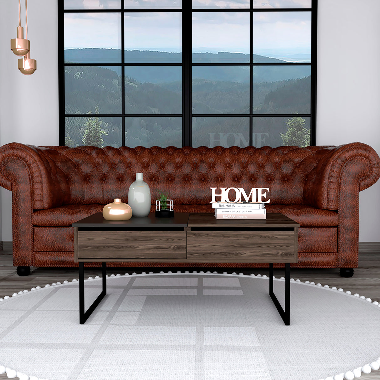 Mesa de Centro Five G Coñac 101.5x45.7cm Extensible con Compartimentos - Mesas de Centro | Bylmo