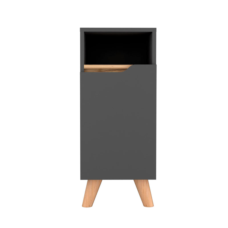 Mueble Para Baño Laurent 30x72cm Plomo Con Patas Y Entrepaños