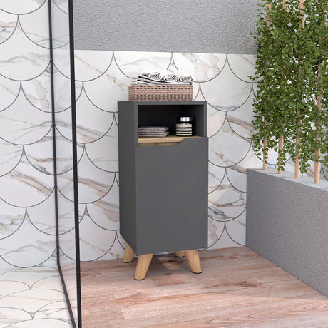 Mueble para Baño Laurent 30x72cm Plomo con Patas y Entrepaños - Muebles para Baño | Bylmo