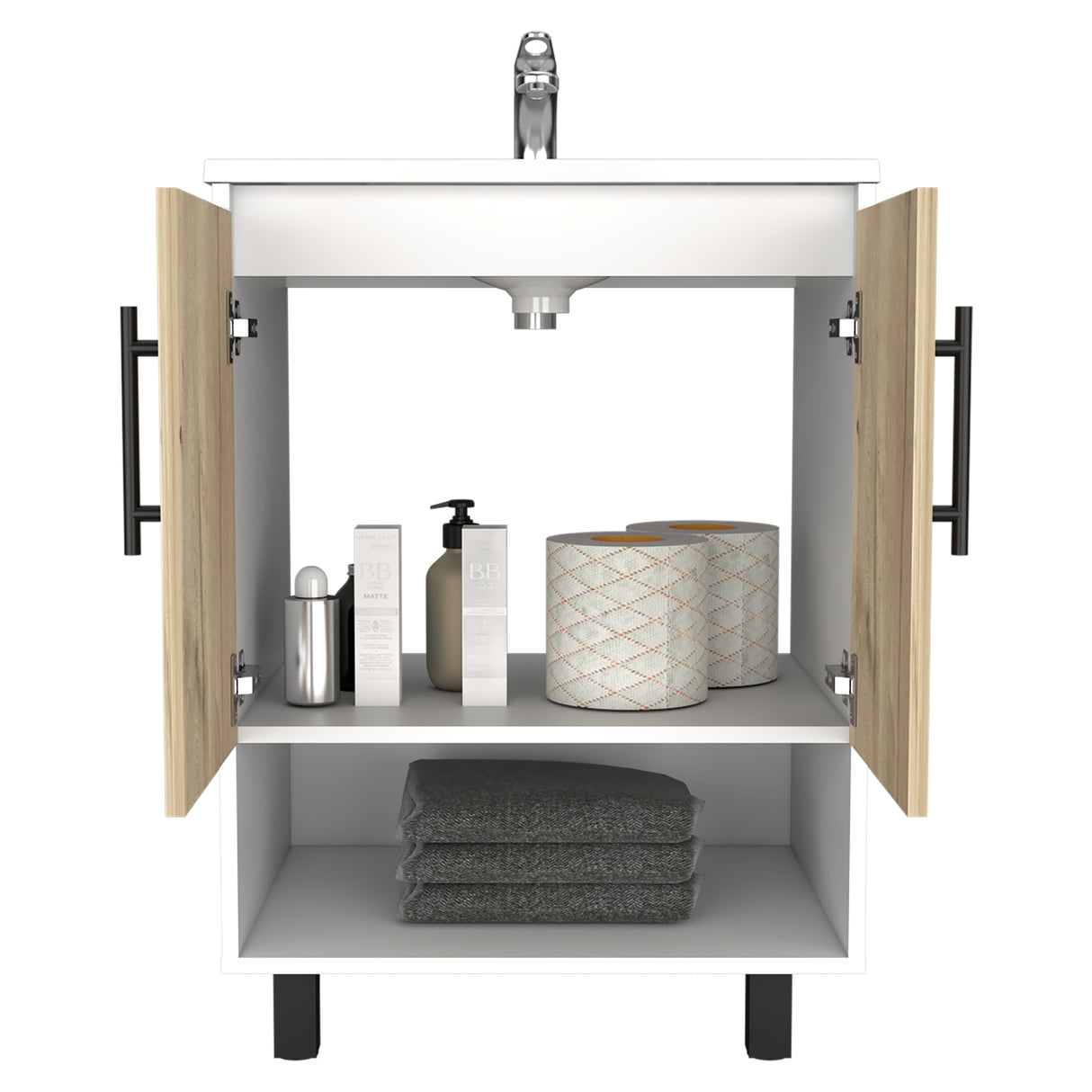 Mueble para Baño Bi Color Blanco Nevado 60.6x83.9cm con Lavamanos Praia 45 - Muebles para Lavamanos | Bylmo