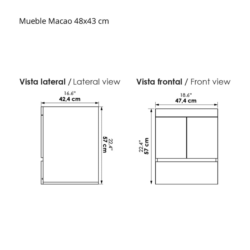 Mueble Para Lavamanos Macao Life Mitte 48x57cm Con Lavamanos Oslo Y Cajones