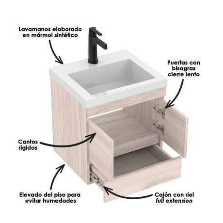 Mueble para Lavamanos MACAO LIFE Soder 48x57cm con Lavamanos Oslo y Cajones - Muebles para Lavamanos | Bylmo