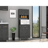Alacena Della Roble Gris 60x169cm con Un Cajón - Alacenas y Muebles Microondas | Bylmo