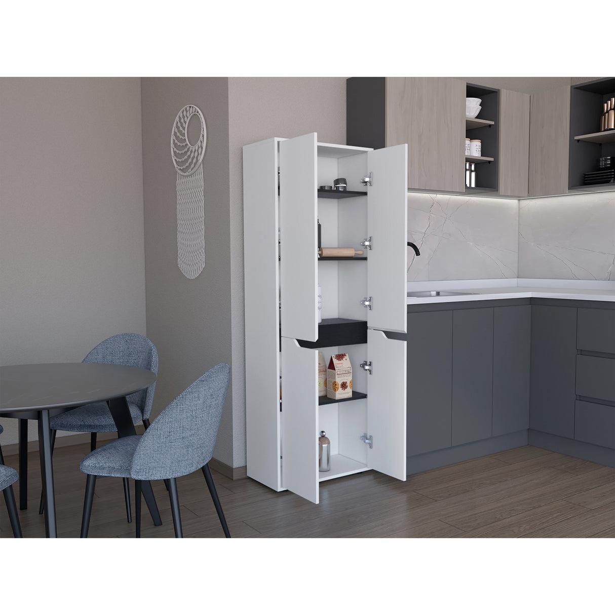 Alacena Herring Blanco 60x179cm de Pared con Cuatro Puertas - Alacenas y Muebles Microondas | Bylmo