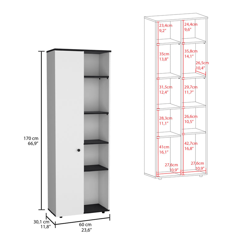 Alacena Hoyt Blanco Con Bordes Negros 60x170cm De Pared Con Una Puerta