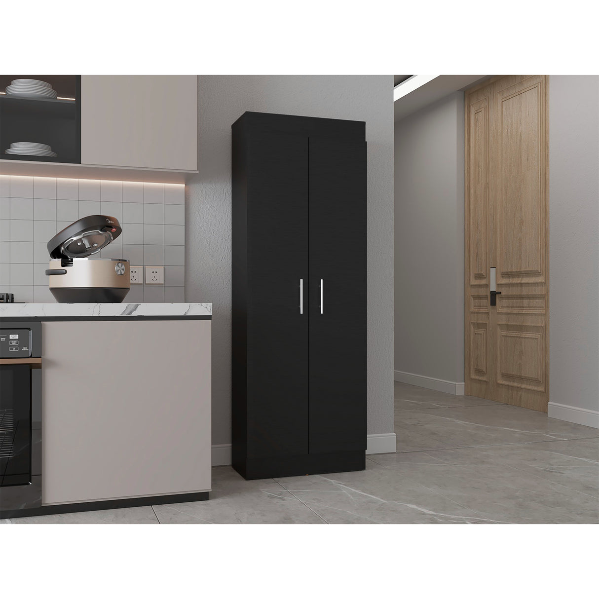 Alacena Nepal Wengue 60x169.9 cm con Dos Puertas - Alacenas y Muebles Microondas | Bylmo