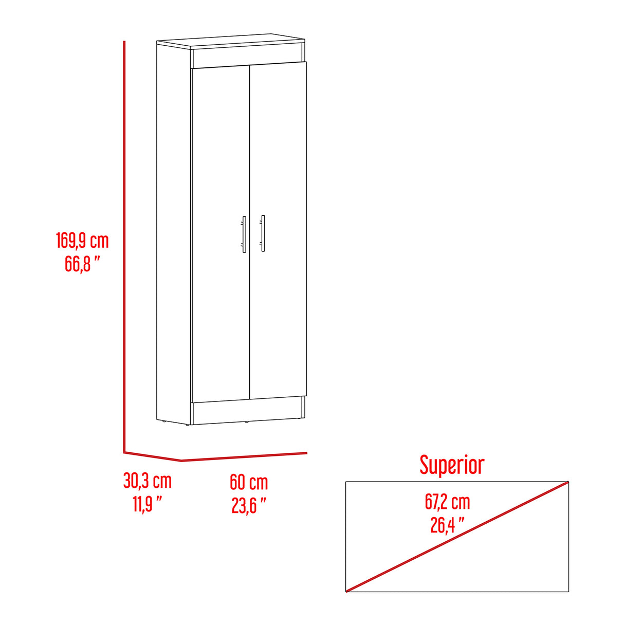 Alacena Nepal Wengue 60x169.9 cm con Dos Puertas - Alacenas y Muebles Microondas | Bylmo
