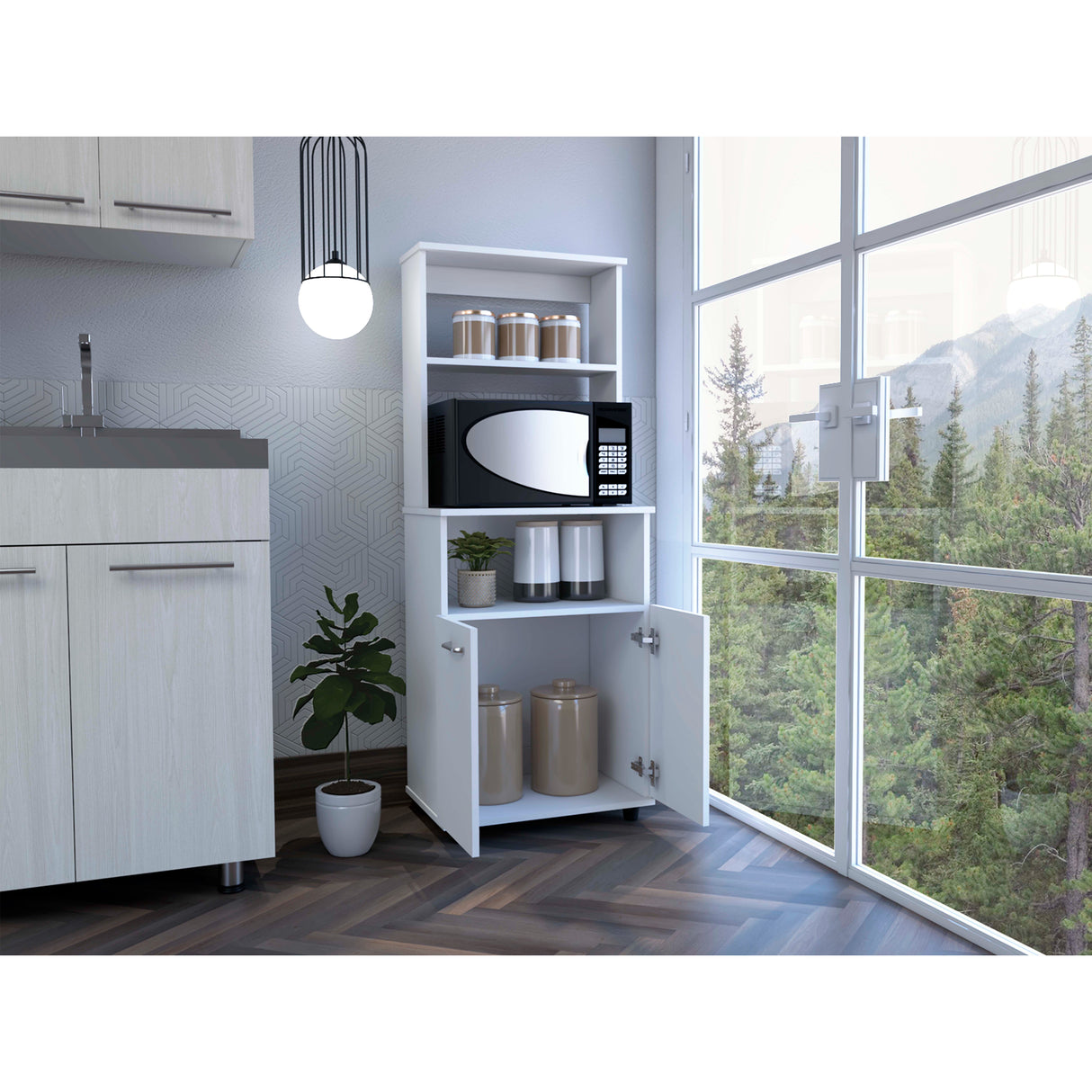 Alacena Mezzo Blanco 54x140cm con Dos Puertas - Alacenas y Muebles Microondas | Bylmo