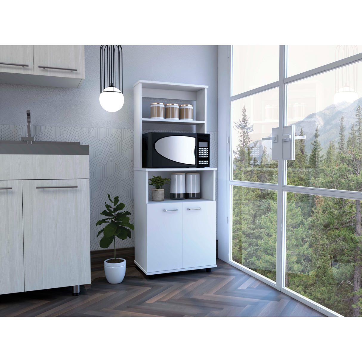 Alacena Mezzo Blanco 54x140cm con Dos Puertas - Alacenas y Muebles Microondas | Bylmo