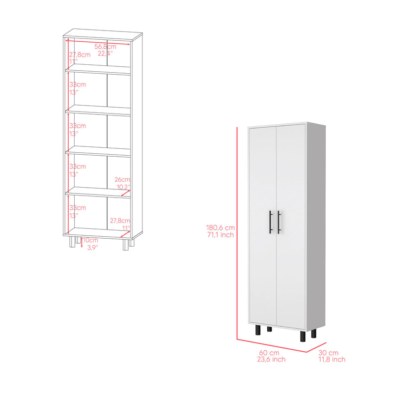 Alacena Nápoles Blanco 60x180cm Con Dos Puertas