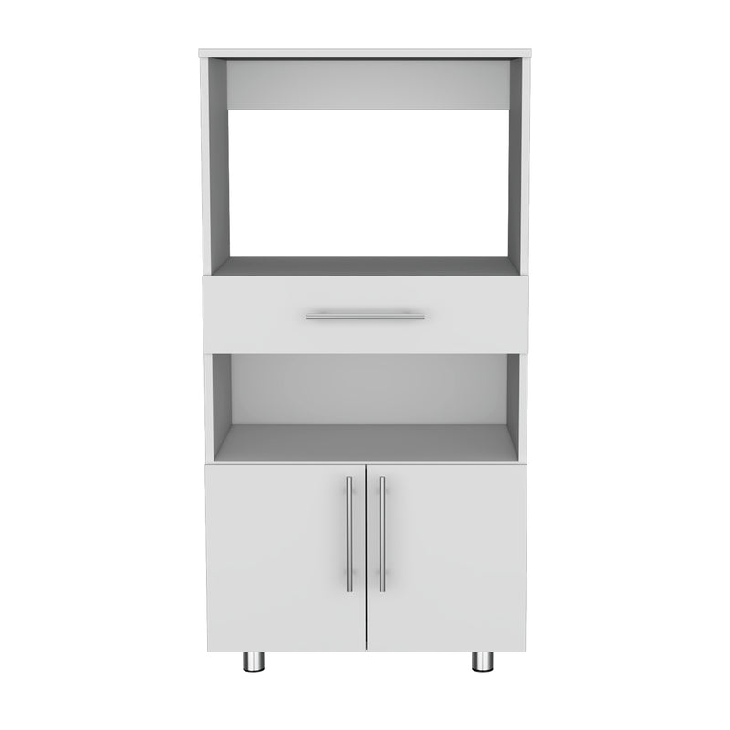 Mueble Microondas Worland Blanco 2 Puertas 62x122cm Con Un Cajón