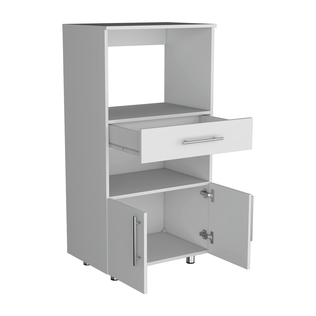 Mueble Microondas Worland Blanco 2 Puertas 62x122cm con Un Cajón - Alacenas y Muebles Microondas | Bylmo