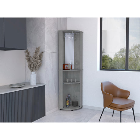 Bar Esquinero Chicago Cemento 45x189.9cm con Portacopas y Espejo. - Bares | Bylmo