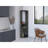 Bar Esquinero Chicago Roble Gris 45x189.9cm con Portacopas y Espejo. - Bares | Bylmo