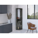 Bar Esquinero Chicago Roble Gris 45x189.9cm con Portacopas y Espejo. - Bares | Bylmo