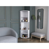 Bar Esquinero Oban Blanco 47.1x180cm con Portacopasy Portabotellas - Bares | Bylmo