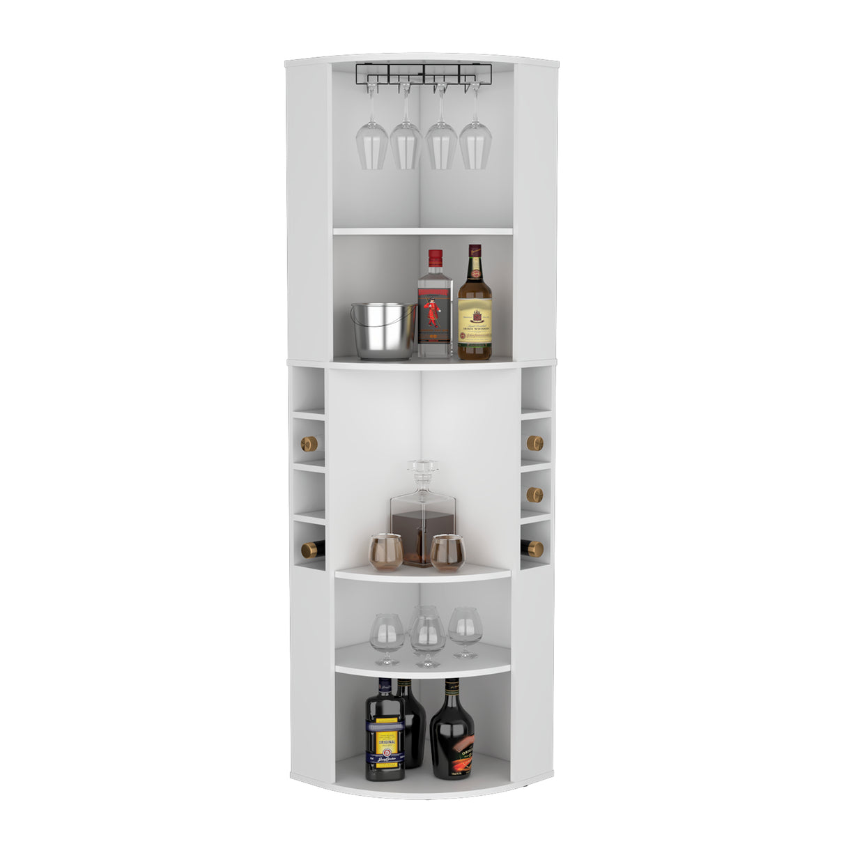 Bar Esquinero Oban Blanco 47.1x180cm con Portacopasy Portabotellas - Bares | Bylmo