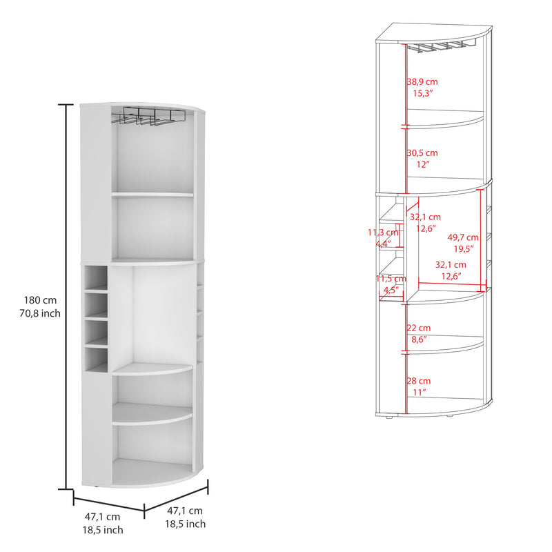 Bar Esquinero Oban Blanco 47.1x180cm Con Portacopasy Portabotellas