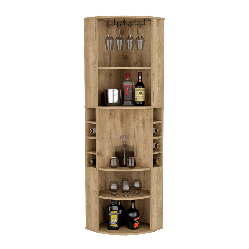 Bar Esquinero Oban Macadamia 47.1x180cm Con Portacopasy Portabotellas