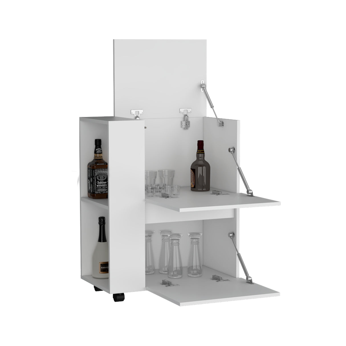 Bar Carro Glasgow Blanco 65.5x82cm con Ruedas - Bares | Bylmo