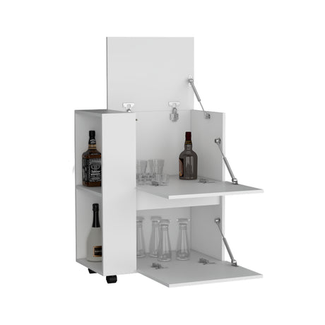 Bar Carro Glasgow Blanco 65.5x82cm con Ruedas - Bares | Bylmo