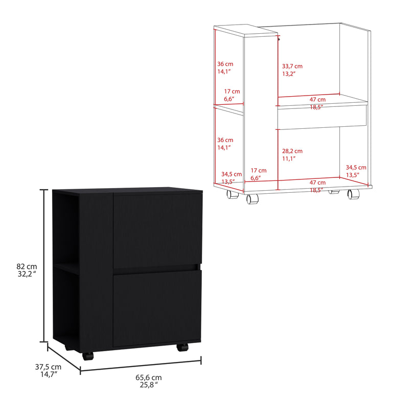 Bar Carro Glasgow Wengue 65.5x82cm Con Ruedas