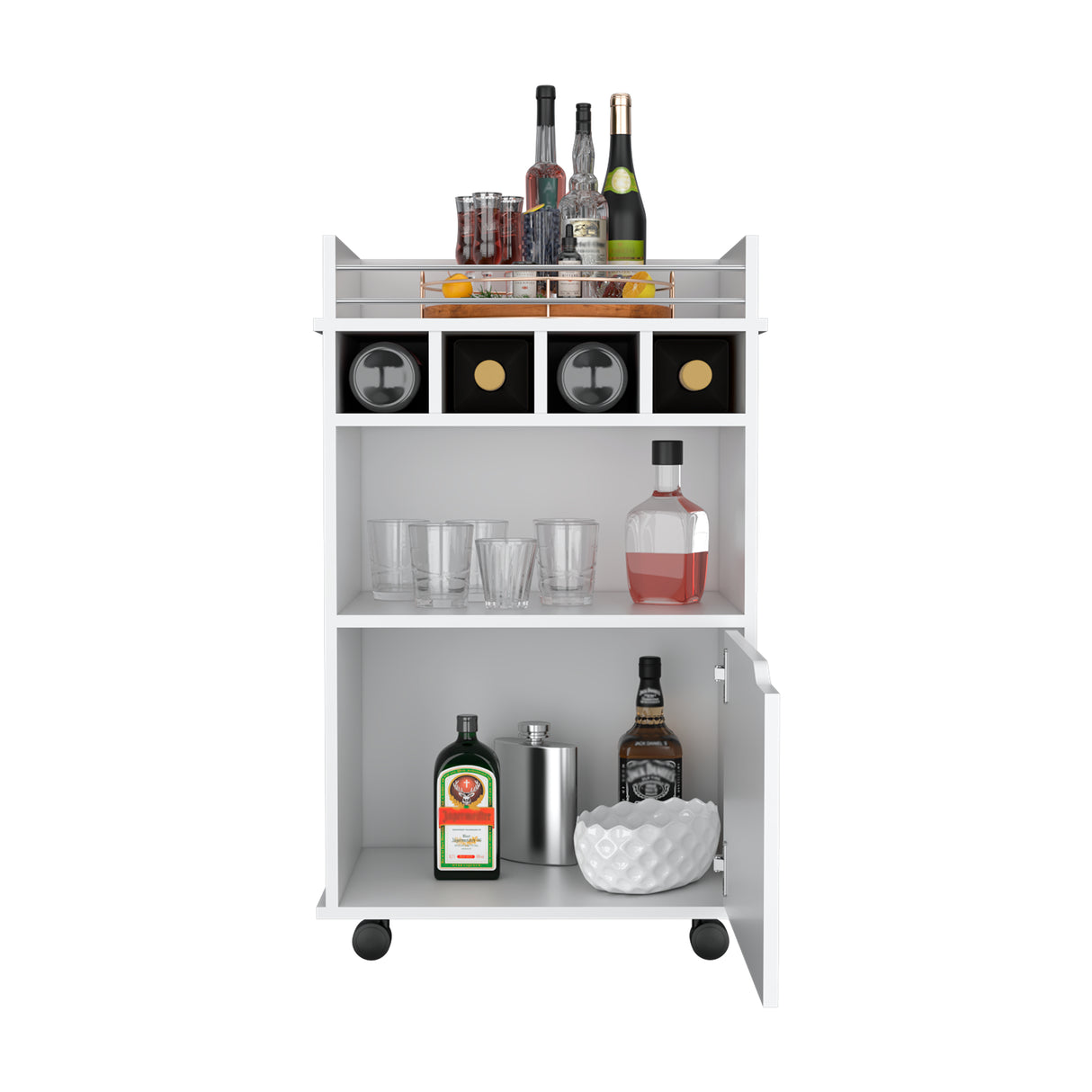 Bar Carro Phoenix Blanco 55x88.9cm con Ruedas - Bares | Bylmo