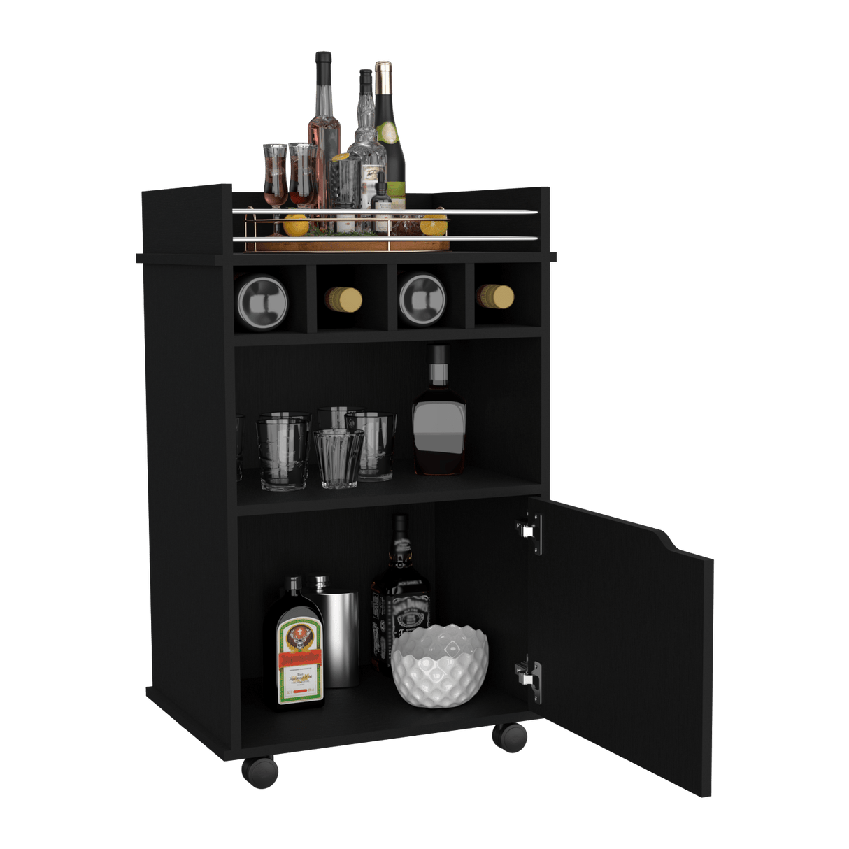 Bar Carro Phoenix Wengue 55x88.9cm con Ruedas - Bares | Bylmo