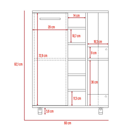 Bar Maru Wengue 60x82.1cm con Ruedas. - Bares | Bylmo