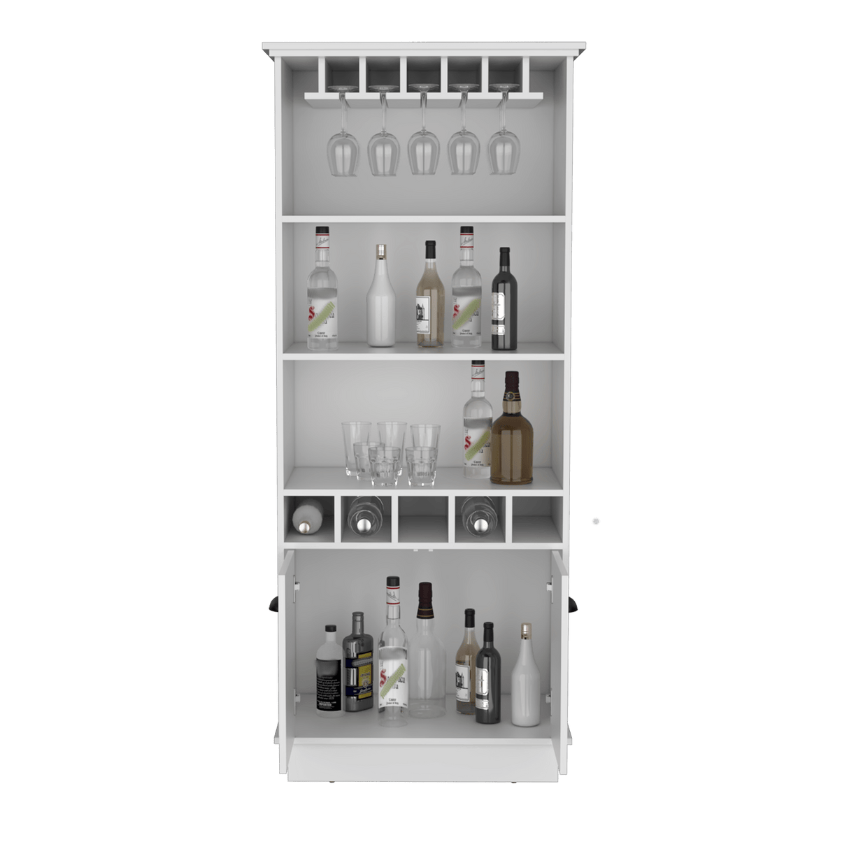 Bar Dundee Blanco 74.7x177cm con Portacopas y Portabotellas - Bares | Bylmo